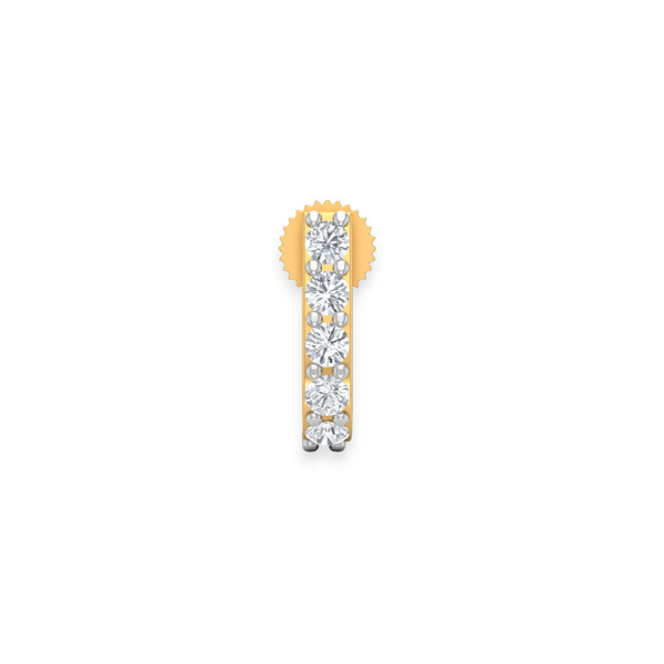 18K Solid Gold 5 Stone Diamonds Nose Pin for Women