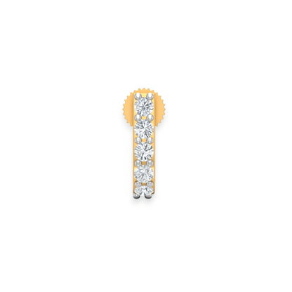 18K Solid Gold 5 Stone Diamonds Nose Pin for Women