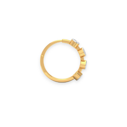 18K Solid Gold Four Bezel Setting Diamond Nose Ring